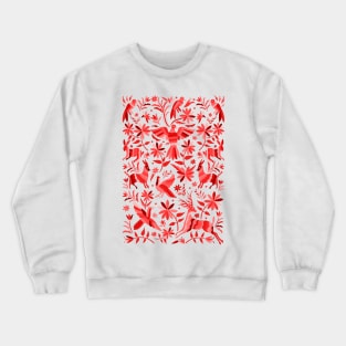 Mexican Otomí Design in Red Crewneck Sweatshirt